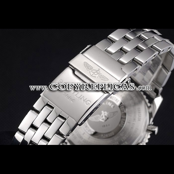 Breitling Certifie Polished Silver Stainless Steel Strap Black Dial Chronograph BL5730 - Photo-4