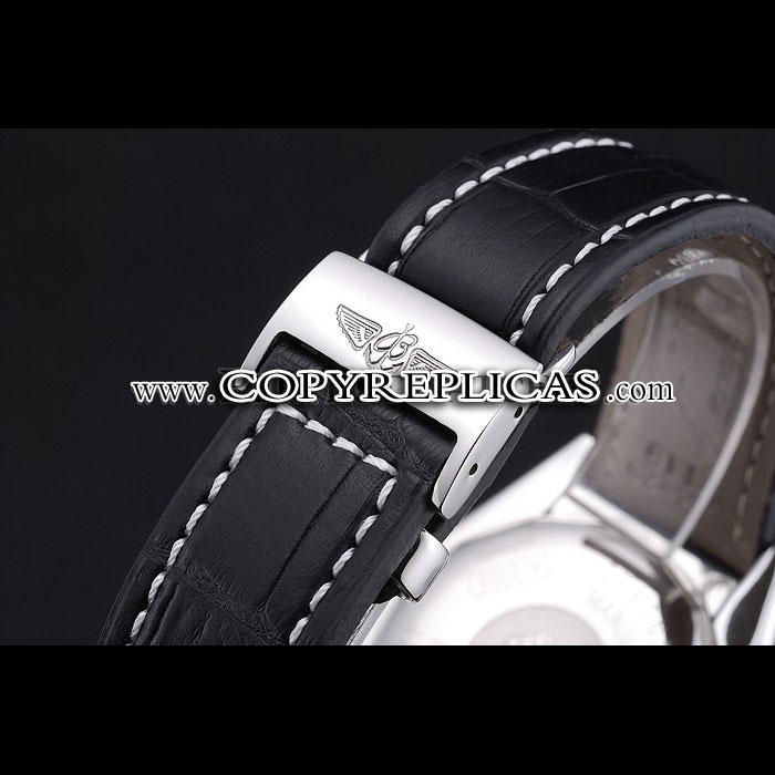Breitling Chronomat 13 Stainless Steel Case Black Dial Black Leather Bracelet BL5731 - Photo-4