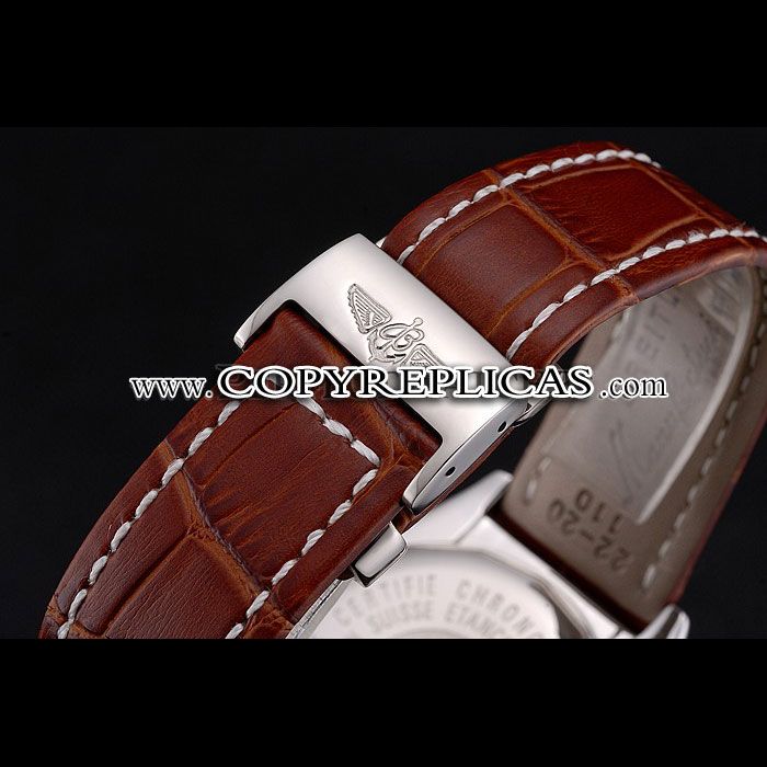 Breitling Chronomat 13 Stainless Steel Case White Dial Arabic Numerals Brown Bracelet BL5732 - Photo-4