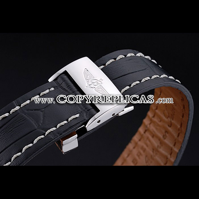 Breitling Transocean Chronograph Unitime Black Dial Steel Case Black Leather Bracelet BL5733 - Photo-4
