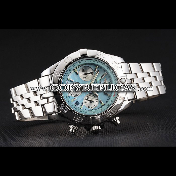 Breitling Chronomat Quartz Light Blue Dial Stainless Steel Case Bracelet BL5736 - Photo-3