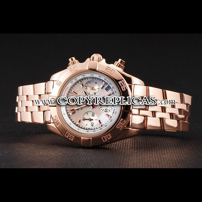Breitling Chronomat Quartz Pearl Dial Rose Gold Case Bracelet BL5737 - Photo-2