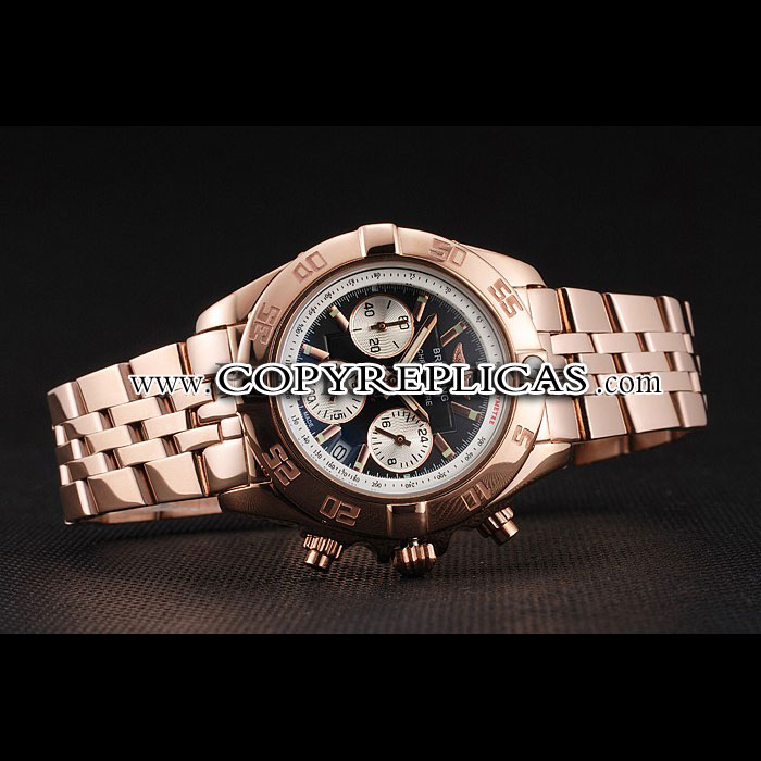 Breitling Chronomat Quartz Dark Blue Dial Rose Gold Case Bracelet BL5738 - Photo-2