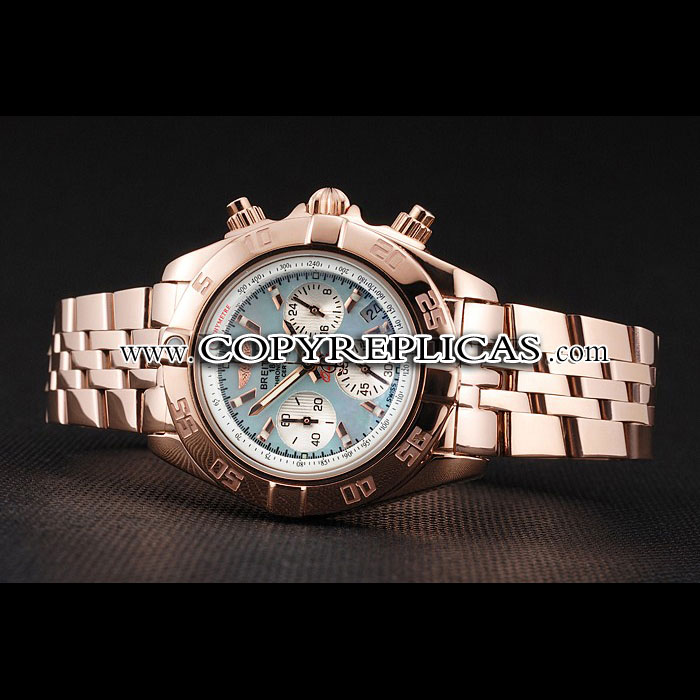 Breitling Chronomat Quartz Light Blue Dial Rose Gold Case Bracelet BL5739 - Photo-2