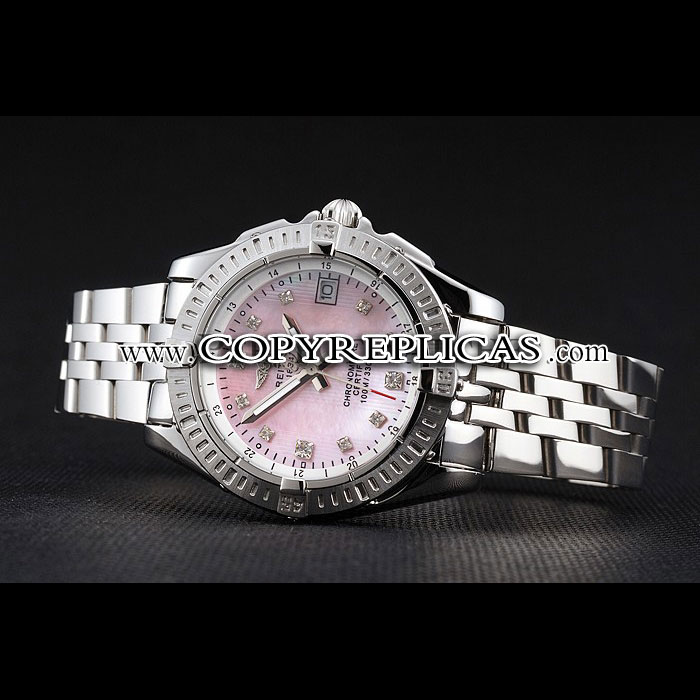 Breitling Colt Lady Pink Dial Diamond Hour Marks Stainless Steel Case Bracelet BL5741 - Photo-2