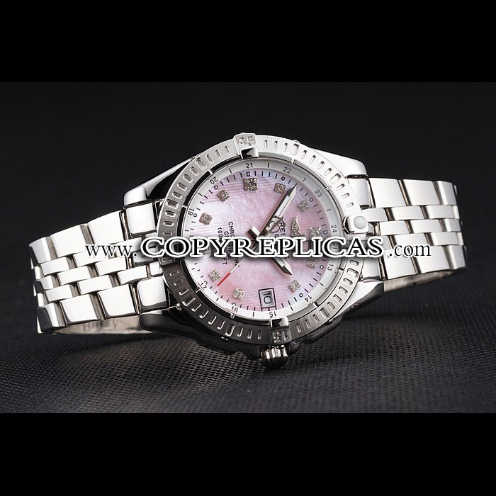 Breitling Colt Lady Pink Dial Diamond Hour Marks Stainless Steel Case Bracelet BL5741 - Photo-3