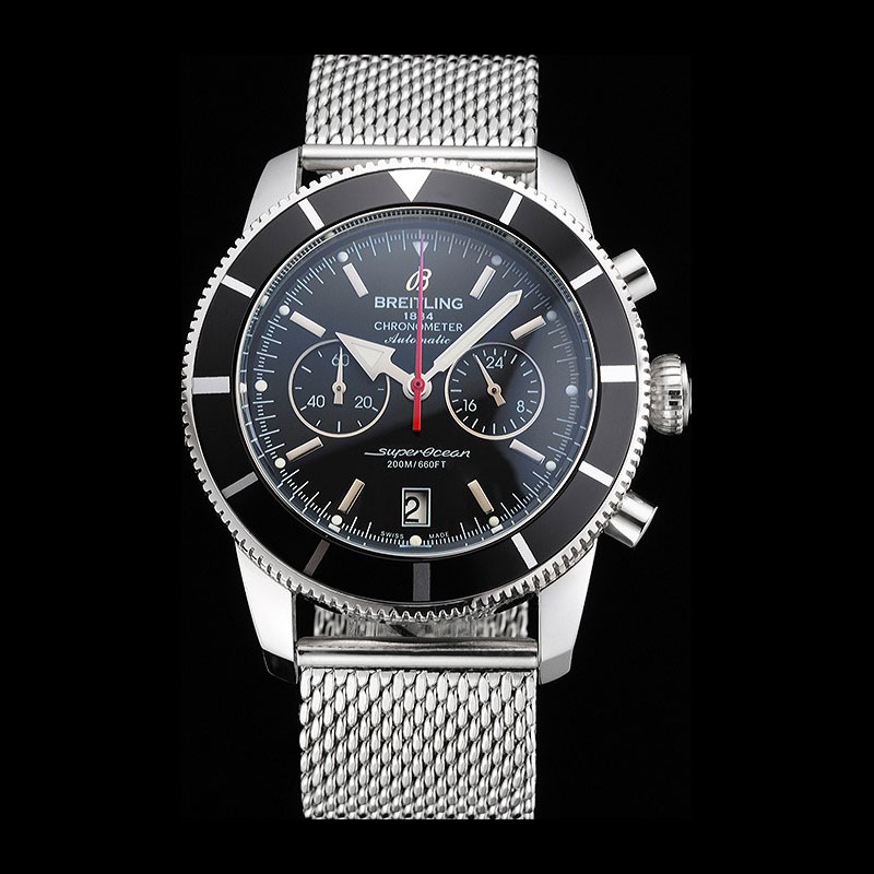 Breitling Superocean Heritage Chronographe 44 Black Dial Bezel Stainless Case Bracelet BL5742