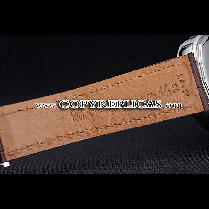 Breitling Transocean Chronograph Unitime White Dial Stainless Steel Case Brown Bracelet BL5748 - Photo-4