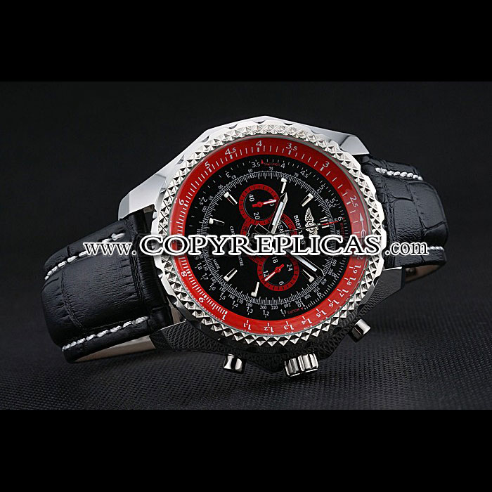 Breilting Bentley Supersports Black Red Dial Black Leather Bracelet BL5749 - Photo-2