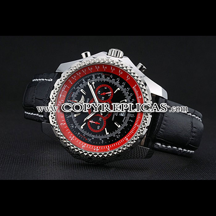 Breilting Bentley Supersports Black Red Dial Black Leather Bracelet BL5749 - Photo-3