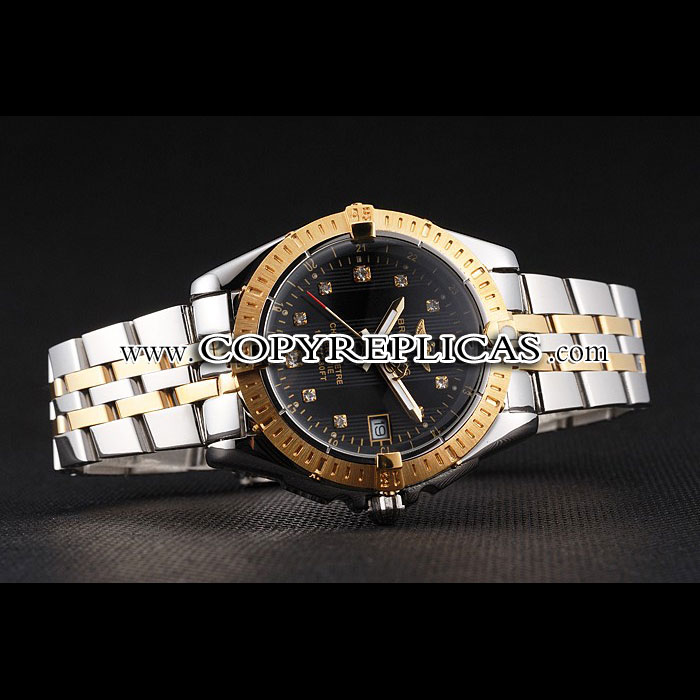 Breitling Colt Lady Black Dial Diamond Hour Marks Gold Bezel Steel Case Two Tone Bracelet BL5751 - Photo-3