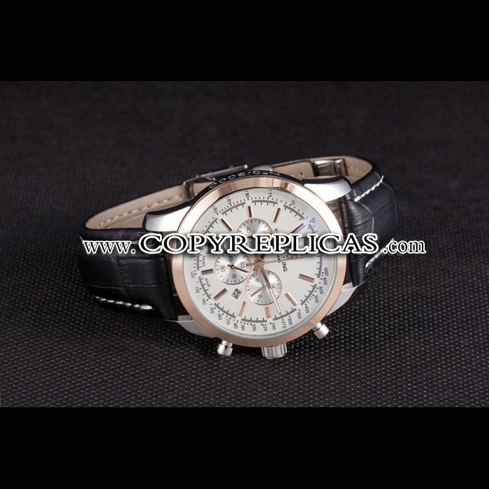 Breitling Transocean White Dial Black Leather Strap Rose Gold Bezel BL5754 - Photo-2