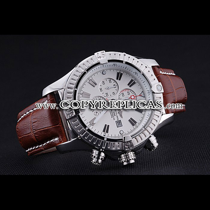 Breitling Chronomat Evolution White Dial Brown Leather Bracelet BL5761 - Photo-2