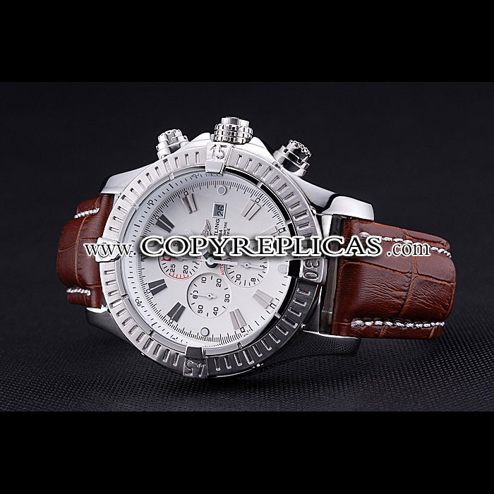 Breitling Chronomat Evolution White Dial Brown Leather Bracelet BL5761 - Photo-3