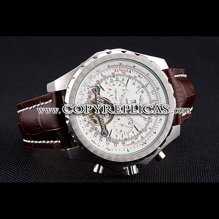 Breitling Bentley Mulliner Tourbillon White Dial Stainless Steel Case Brown Leather Strap BL5762 - Photo-3