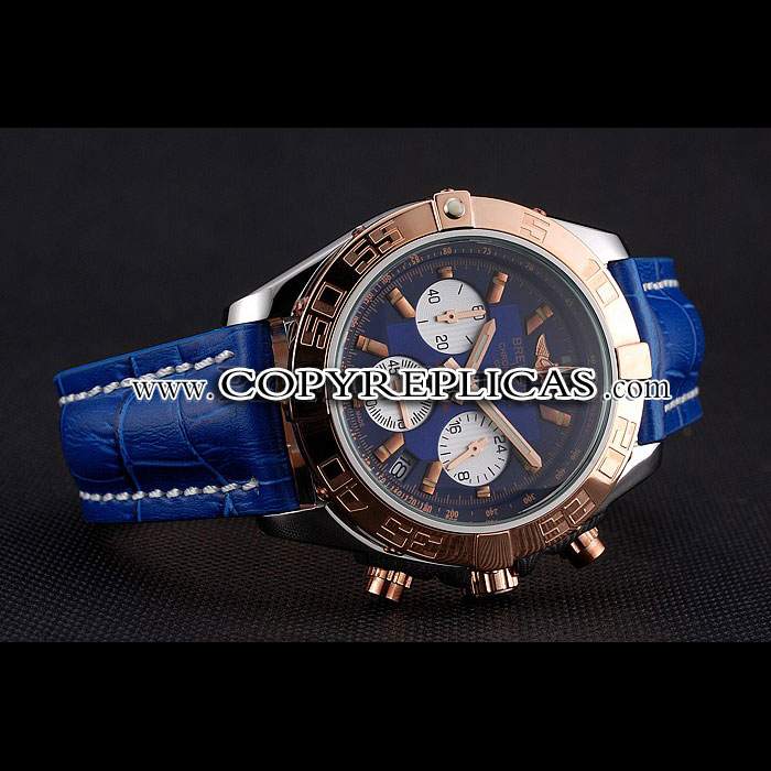 Breitling Chronomat Patrouille De France Blue Dial Stainless Steel Blue Leather Strap BL5764 - Photo-3