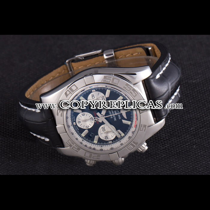 Swiss Breitling Chronomat Black Dial with Black Leather Band BL5768 - Photo-2
