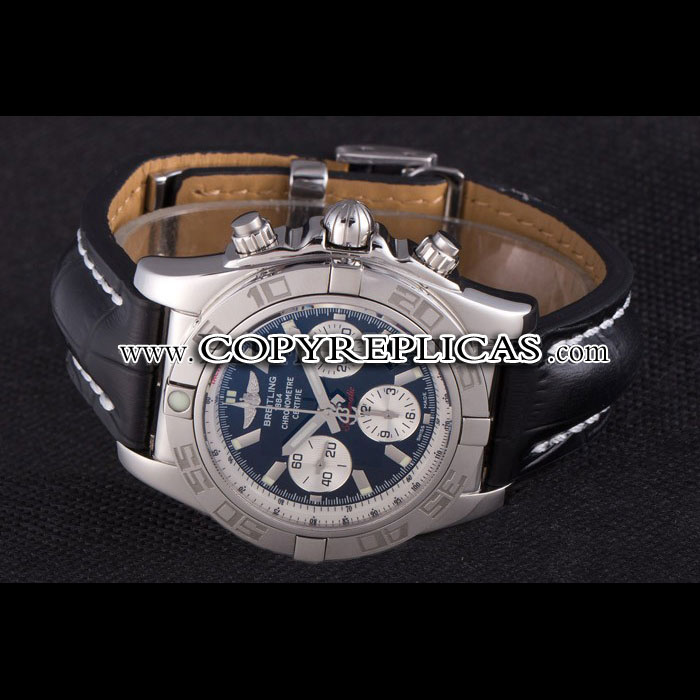 Swiss Breitling Chronomat Black Dial with Black Leather Band BL5768 - Photo-3