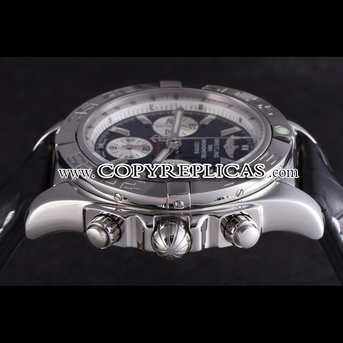 Swiss Breitling Chronomat Black Dial with Black Leather Band BL5768 - Photo-4