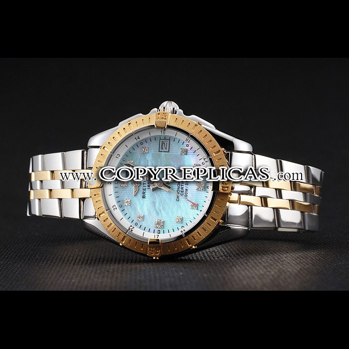 Breitling Colt Lady Blue Dial Diamond Hour Marks Gold Bezel Steel Case Two Tone Bracelet BL5772 - Photo-2
