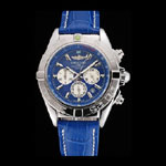 Breitling Chronomat Patrouille De France Blue Dial Steel Case Blue Leather Strap BL5682