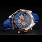 Breitling Chronomat Blue Dial Rose Gold Bezel Subdials Stainless Steel Case Blue Leather Strap BL5698 - thumb-3