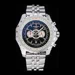 Breitling Bentley Chronograph Black Dial Stainless Steel Strap BL5708