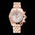 Breitling Chronomat Quartz Pearl Dial Rose Gold Case Bracelet BL5737