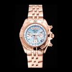 Breitling Chronomat Quartz Light Blue Dial Rose Gold Case Bracelet BL5739
