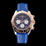 Breitling Chronomat Patrouille De France Blue Dial Stainless Steel Blue Leather Strap BL5764