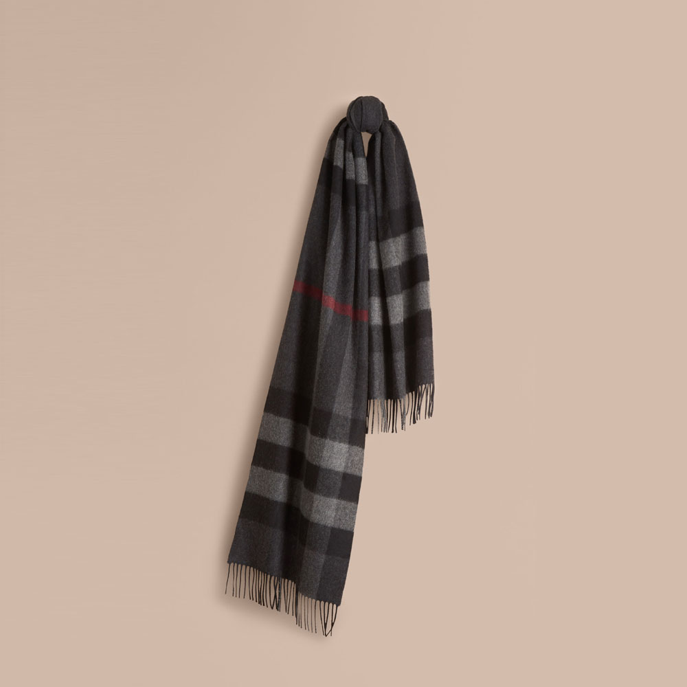 Burberry Giant Exploded Check Cashmere Scarf Charcoal 39576691