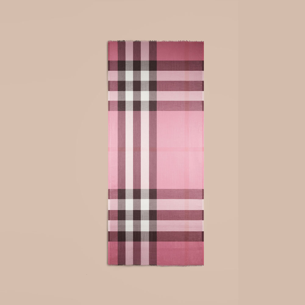 Burberry Check Modal Cashmere and Silk Scarf Rose Pink 39692341 - Photo-2
