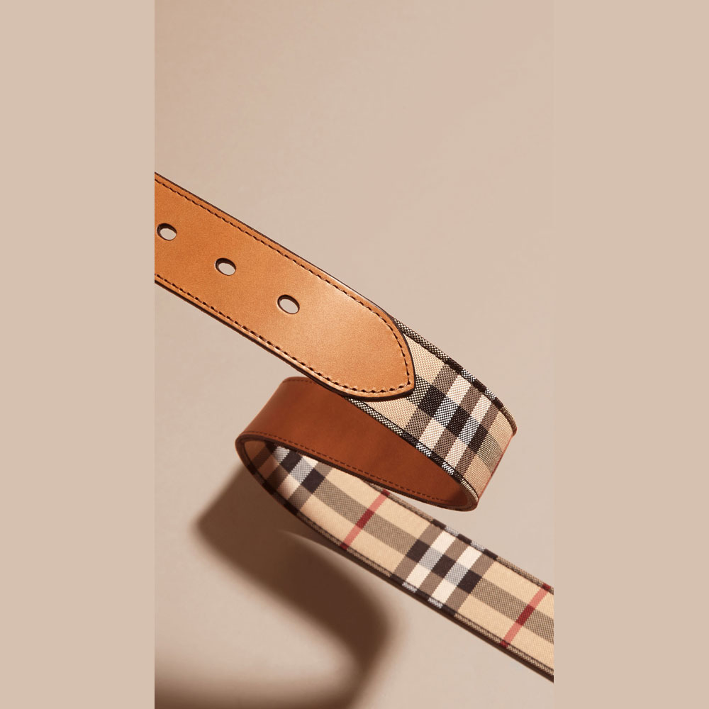 Burberry Horseferry Check and Leather Belt Tan 39763551 - Photo-2