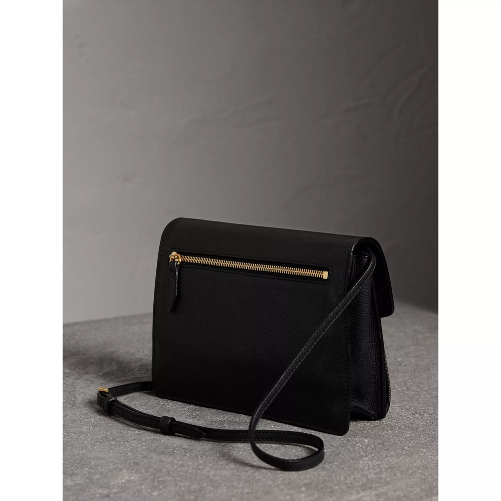 Burberry Small Leather and House Check Crossbody Bag in Black 39808251 - Photo-2