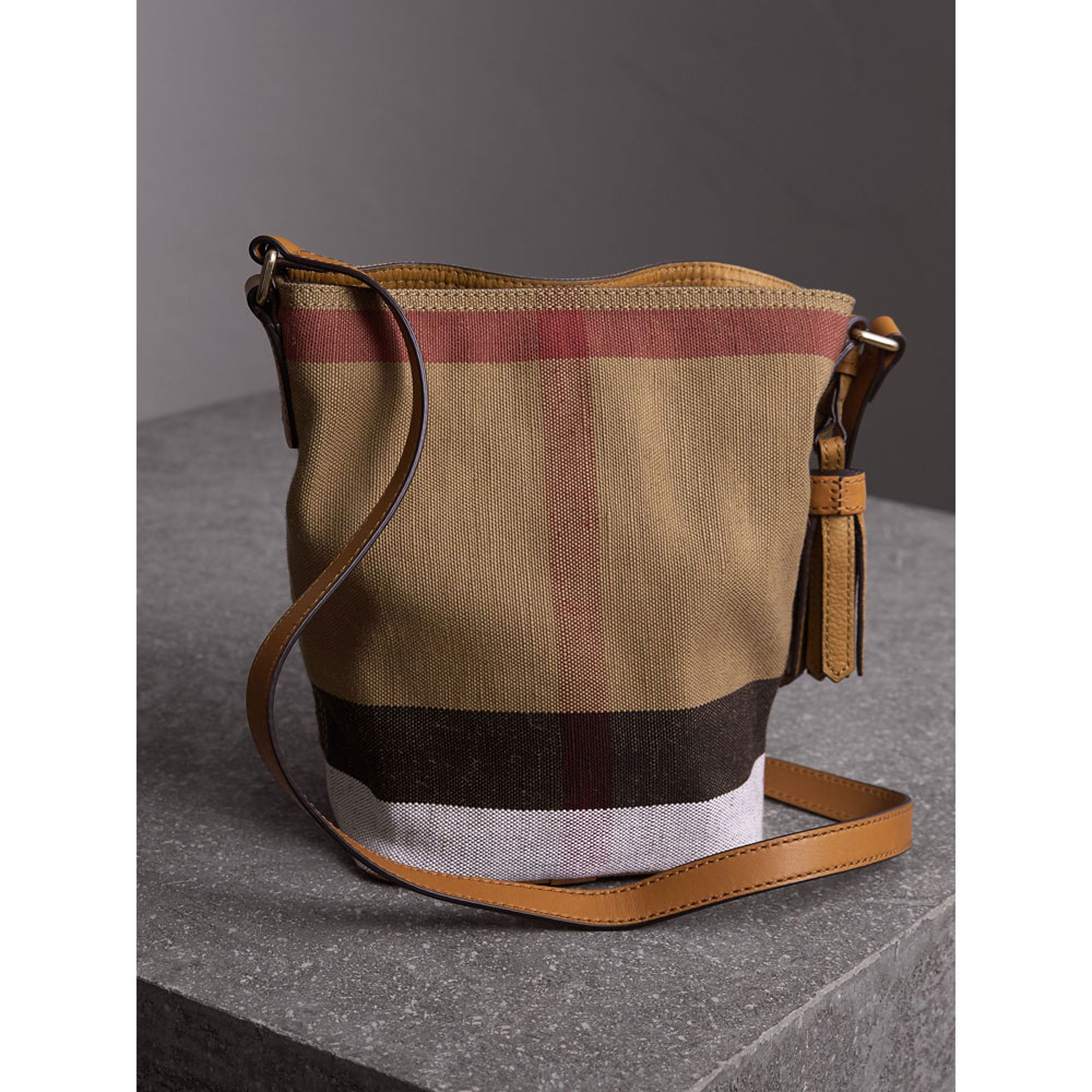 Burberry Small Ashby in Canvas Check and Leather in Saddle Brown 39829331 - Photo-2