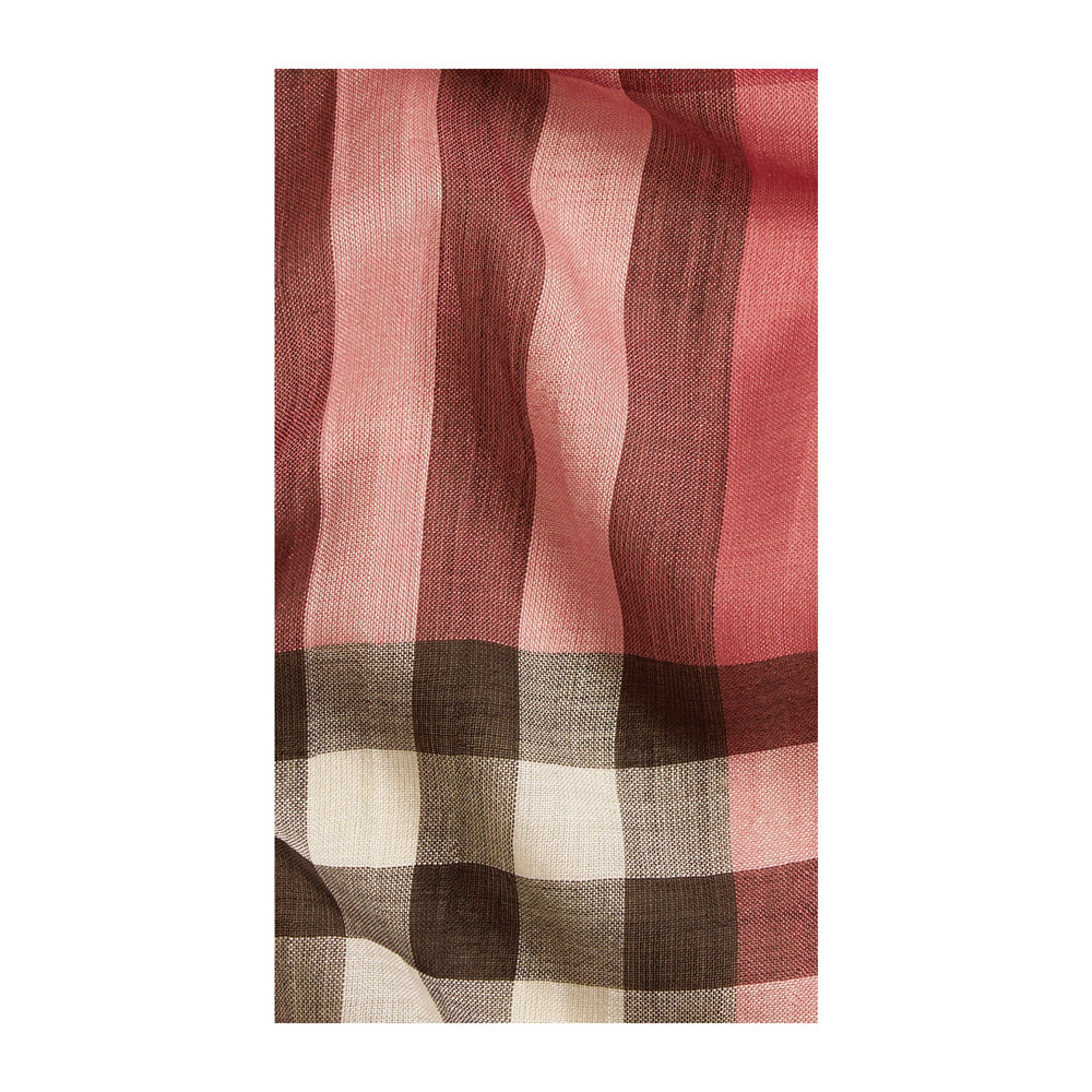 Burberry Lightweight Check Wool and Silk Scarf Blush Pink 39948351 - Photo-3