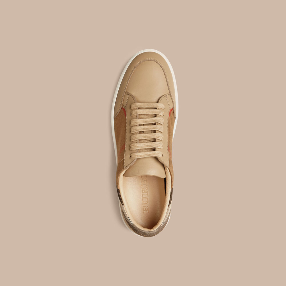 Burberry House Check And Leather Sneakers Check nude 40138381 - Photo-2