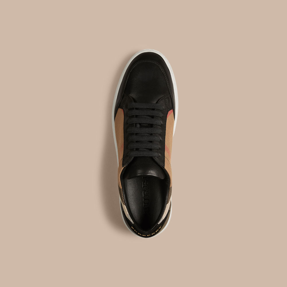 Burberry House Check And Leather Sneakers Check black 40138391 - Photo-2