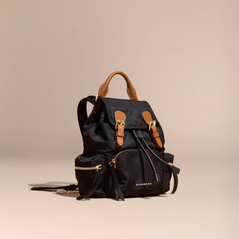 Burberry Small Rucksack in Technical Nylon and Leather Black 40166171