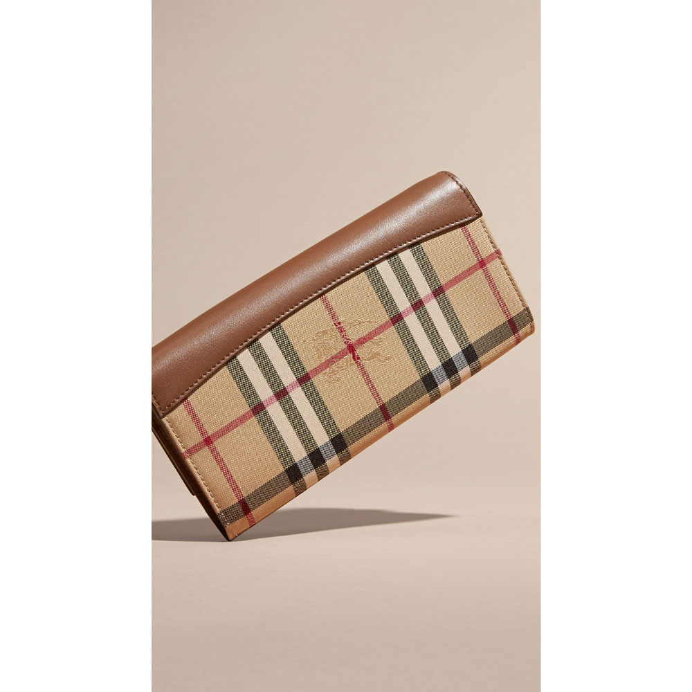 Burberry Horseferry Check and Leather Wallet with Chain Tan 40186971 - Photo-2
