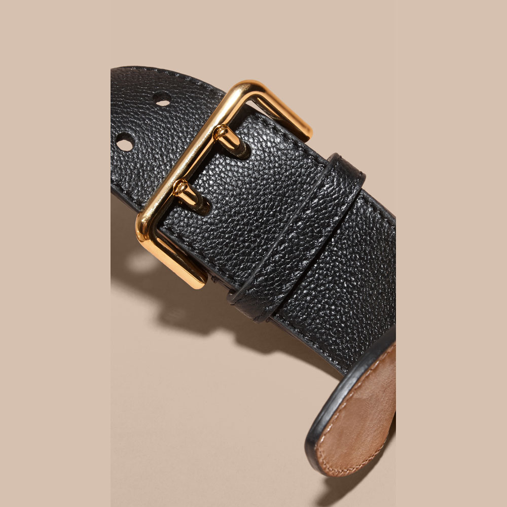 Burberry Eyelet Detail Grainy Leather Belt Black 40211621 - Photo-2