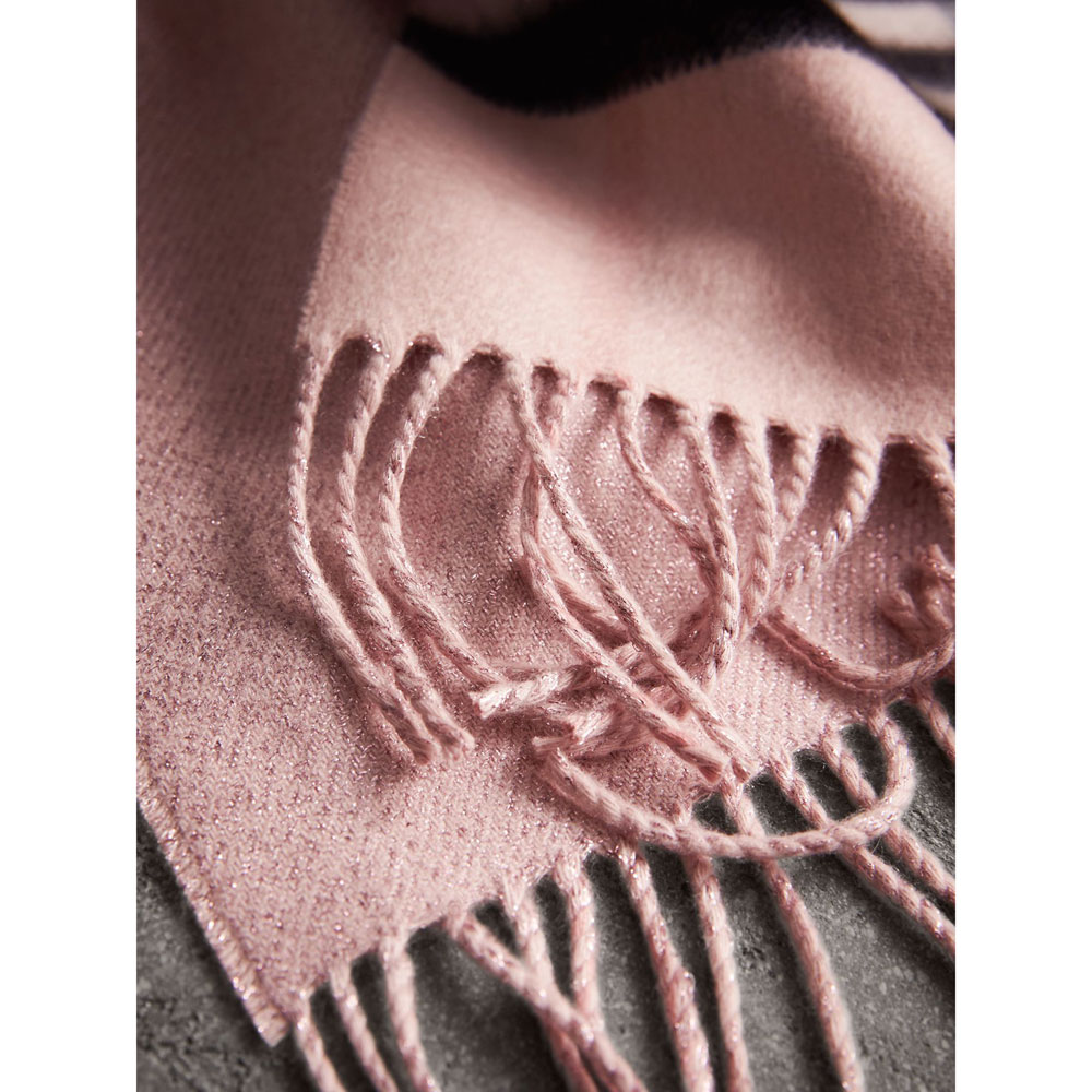 Burberry Reversible Metallic Check Cashmere Scarf in Ash Rose 40407451 - Photo-4