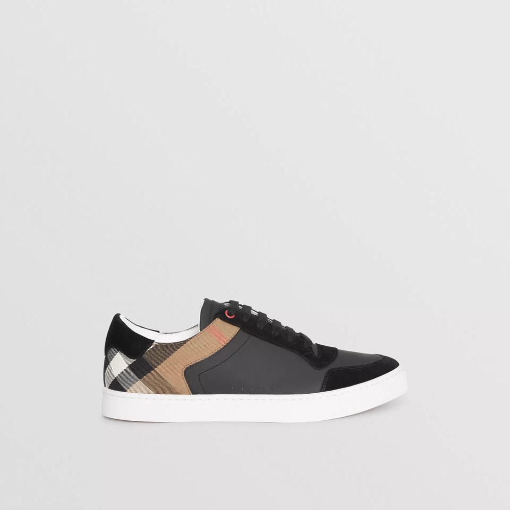 Burberry Leather and House Check Sneakers in Black 40540211 - Photo-4