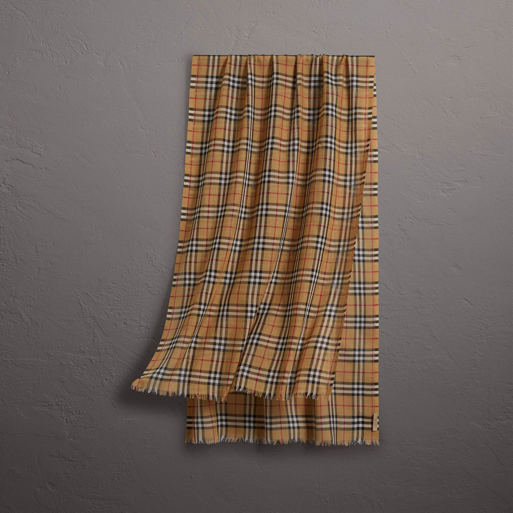 Burberry Vintage Check Lightweight Wool Silk Scarf 40705441