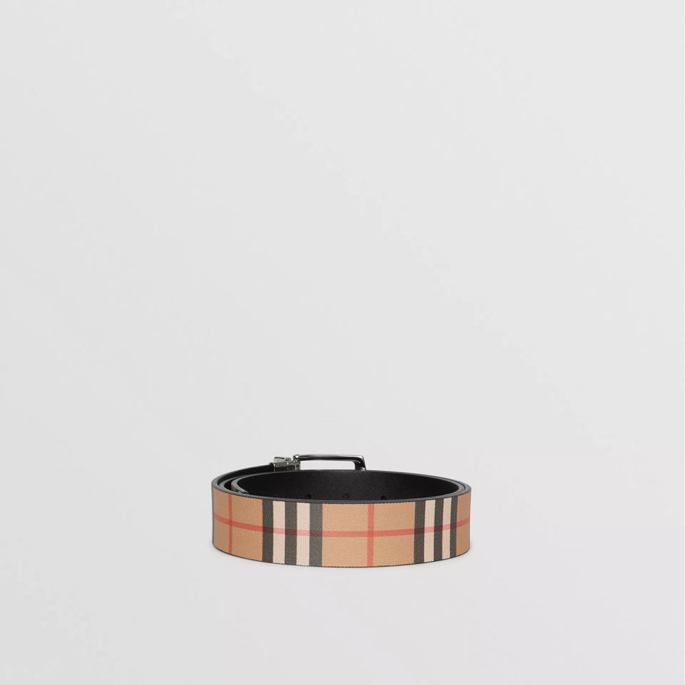 Burberry Reversible Vintage Check Leather Belt in Black 40748261 - Photo-2