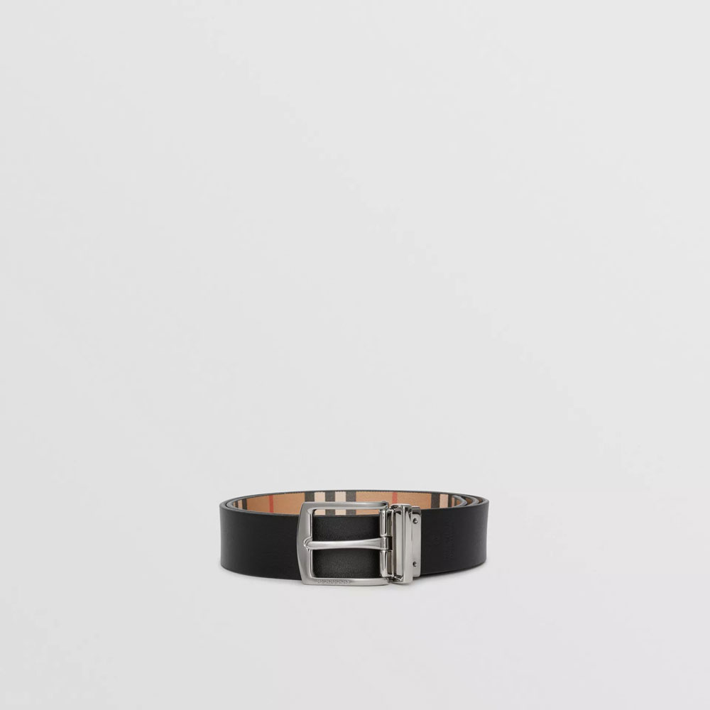 Burberry Reversible Vintage Check Leather Belt in Black 40748261 - Photo-3