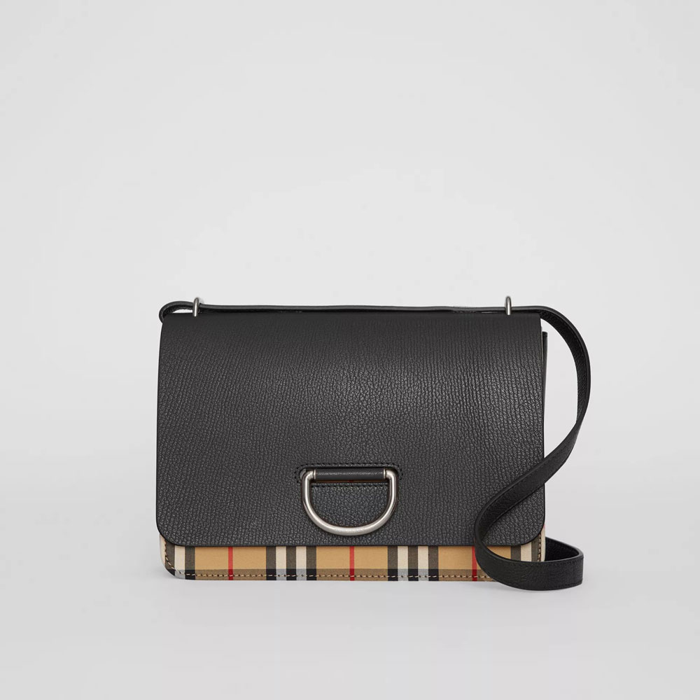 Burberry Medium Vintage Check and Leather D-ring Bag in Black 40766591