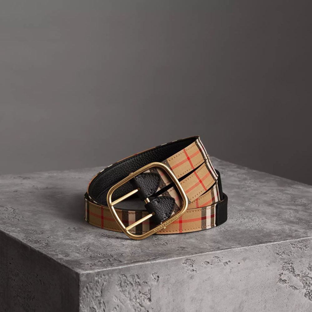 Burberry Vintage Check and Leather Double-strap Belt in Black 40767511