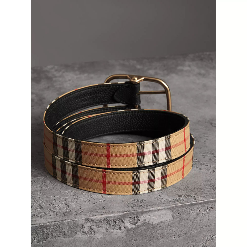 Burberry Vintage Check and Leather Double-strap Belt in Black 40767511 - Photo-2