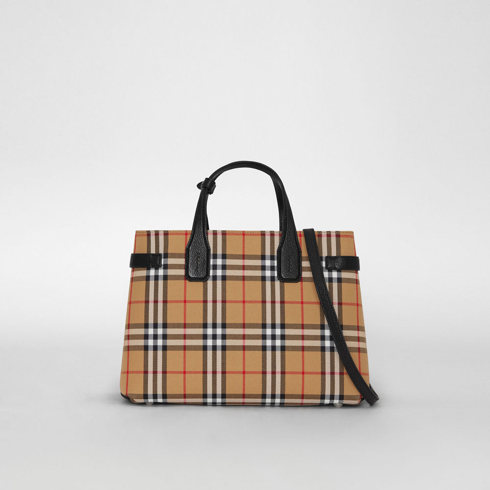 Burberry The Medium Banner in Vintage Check and Leather in Black 40769531